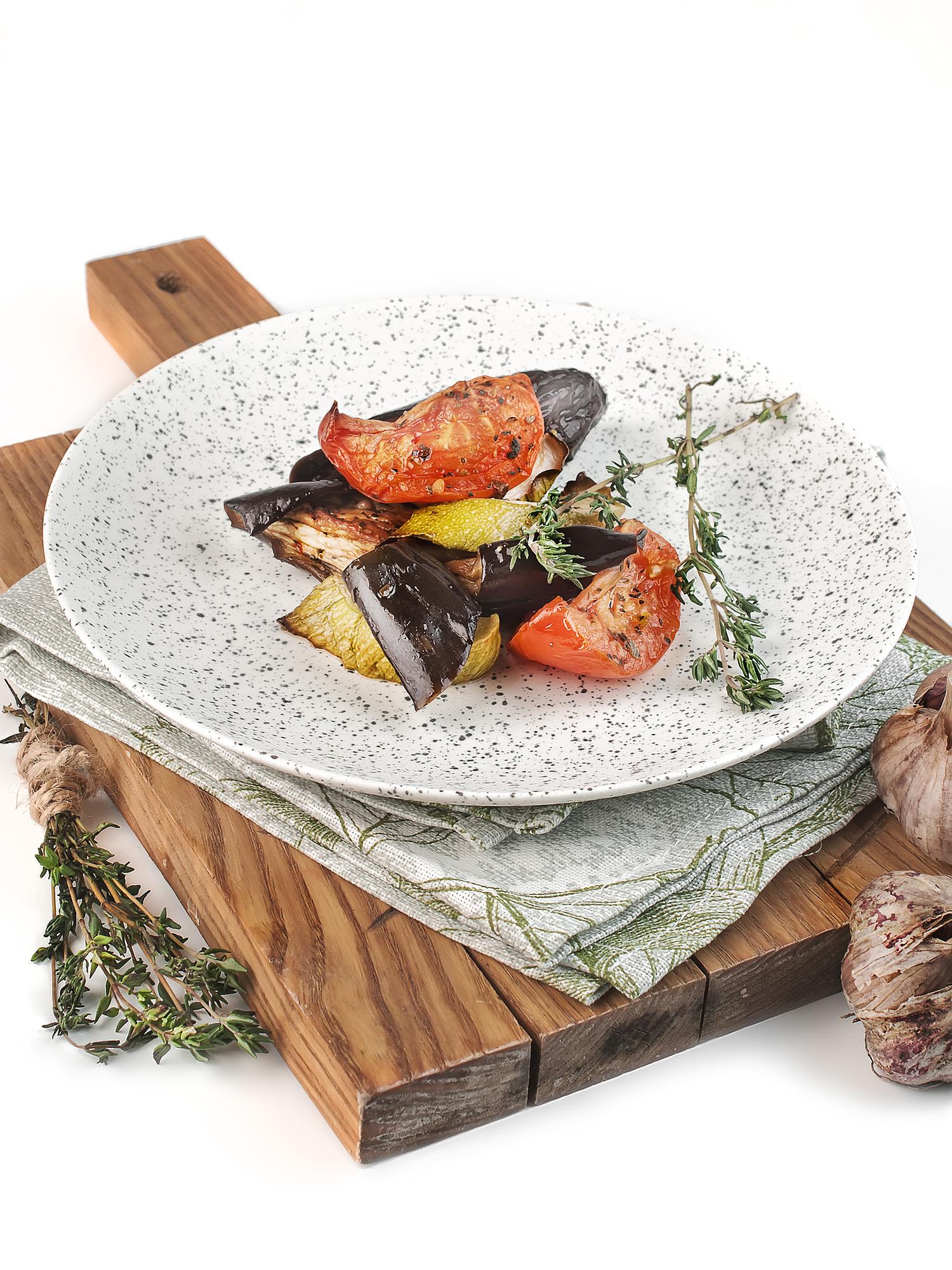  plated tasting menu on rustic plate