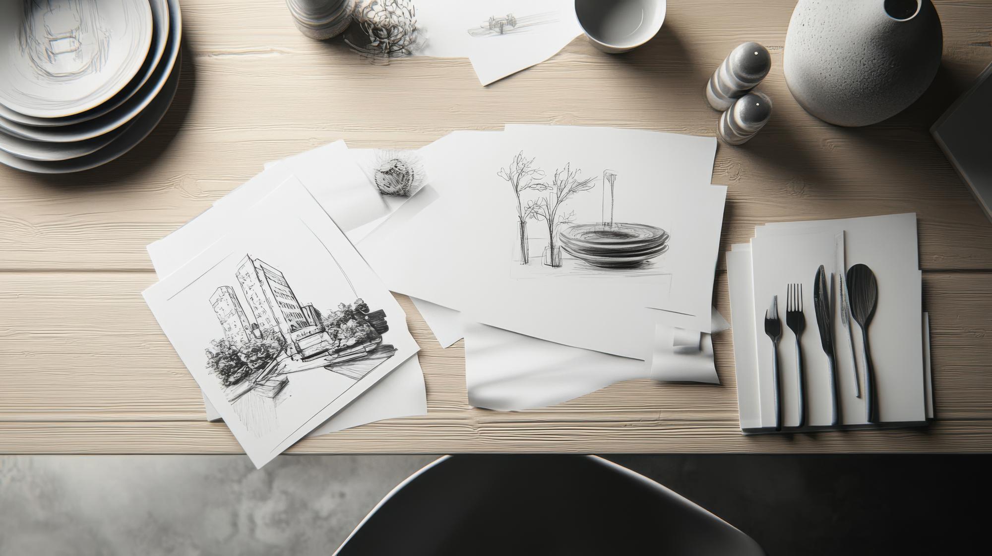 small dining setup with prototypes